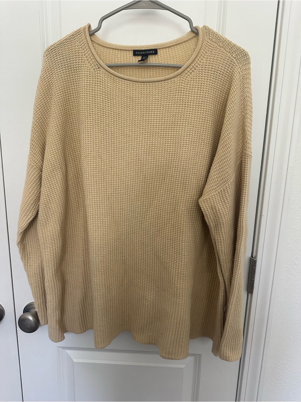 Eileen Fisher 100% Organic Cotton Light Yellow/Cream Long Sleeve Sweater